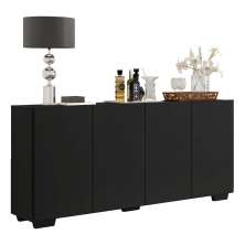 Aparador Buffet 4 Portas com Pés Quadrados Veneza Multimóveis V3557 Preto