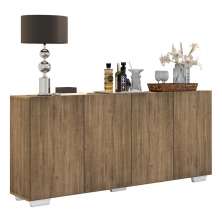 Aparador Buffet 4 Portas com Pés Quadrados Veneza Multimóveis V3557 Rustic/Branco