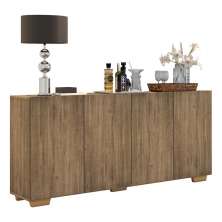 Aparador Buffet 4 Portas com Pés Quadrados Veneza Multimóveis V3557 Rustic/Natural