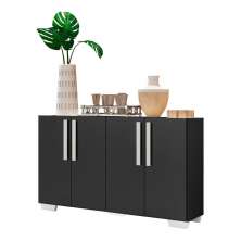 Aparador Buffet 4 Portas com Pés Quadrados Viena Multimóveis V3607 Preto/Branco