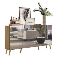 Aparador Buffet 4 portas com Espelho Retrô Vegas Multimóveis V3559 Rustic/Natural