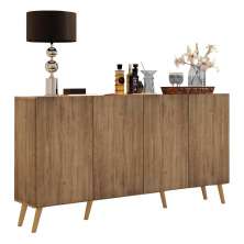 Aparador Buffet Retrô Multimóveis Veneza 4 Portas FG3556 Rustic/Natural