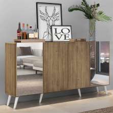 Aparador Buffet c/ Espelho e Pés Retrô Vegas Multimóveis Rustic/Branco