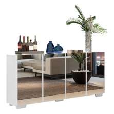 Aparador Buffet com Espelho Multimóveis Vegas com 4 Portas FG3560 Branco