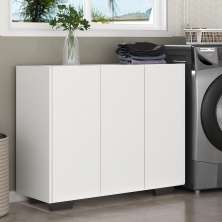 Armário Lavanderia com 3 Portas 90 cm Multimóveis MP5034 Branco/Preto