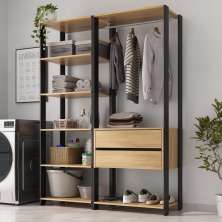 Armário Multiuso de Lavanderia Modulado 135cm 2 Peças Multimóveis MP5058 Preto/Madeirado