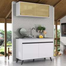 Armário de Compacta 2 peças  Veneza Multimóveis MP2140.964 Branco/Preto