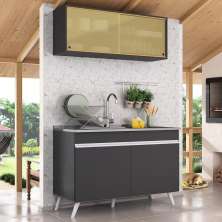 Armário de Compacta 2 peças Veneza Multimóveis MP2140.898 Preto/Branco