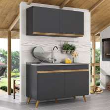 Armário de Compacta 2 peças Veneza Multimóveis MP2141.130 Preto