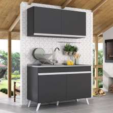 Armário de Compacta 2 peças Veneza Multimóveis MP2141.898 Preto/Branco