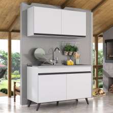 Armário de Compacta 2 peças Veneza Multimóveis MP2141.964 Branco/Preto