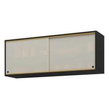 Armário de Cozinha Aéreo 120cm 2 Portas Vidro Veneza Multimóveis V3683 Preto/Dourado