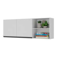 Armário de Cozinha Aéreo 150cm 2 Portas Veneza Multimóveis V3741 Branco/Preto