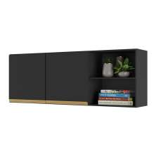 Armário de Cozinha Aéreo 150cm 2 Portas Veneza Multimóveis V3741 Preto/Dourado