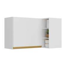 Armário de Cozinha Aéreo de Canto Veneza Multimóveis V3742 Branco/Dourado
