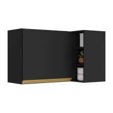 Armário de Cozinha Aéreo de Canto Veneza Multimóveis V3742 Preto/Dourado