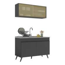 Armário de Cozinha Compacta 120cm Veneza Multimóveis V2140 Preto