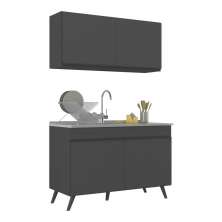 Armário de Cozinha Compacta 120cm Veneza Multimóveis V2141 Preto