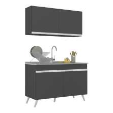 Armário de Cozinha Compacta 120cm Veneza Multimóveis V2141 Preto/Branco