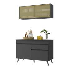 Armário de Cozinha Compacta 120cm Veneza Multimóveis V3688 Preto
