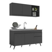 Armário de Cozinha Compacta 150cm Veneza Multimóveis V2142 Preto