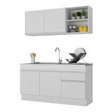 Armário de Cozinha Compacta 150cm com Rodapé Veneza Multimóveis V2114 Branco