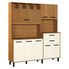 Armário de Cozinha Compacta 175cm com 8 Portas e 2 Gavetas Multimóveis CR20287 Nature/Champanhe