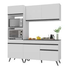 Armário de Cozinha Compacta 182cm Veneza Multimóveis V3694 Branco/Preto