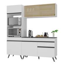 Armário de Cozinha Compacta 182cm Veneza Multimóveis V3695 Branco/Preto