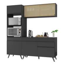 Armário de Cozinha Compacta 182cm Veneza Multimóveis V3695 Preto
