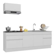 Armário de Cozinha Compacta 220cm com Rodapé Veneza Multimóveis V2109 Branco