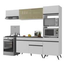 Armário de Cozinha Compacta 252cm Veneza Multimóveis V3691 Branco/Preto