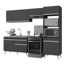 Armário de Cozinha Compacta 252cm Veneza Multimóveis V3693 Preto/Branco