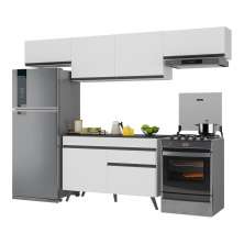 Armário de Cozinha Compacta 260cm Veneza Multimóveis V3697 Branco/Preto