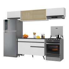 Armário de Cozinha Compacta 260cm Veneza Multimóveis V3698 Branco/Preto