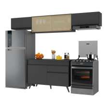 Armário de Cozinha Compacta 260cm Veneza Multimóveis V3698 Preto