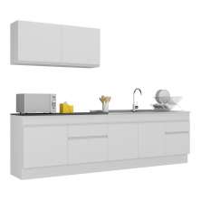 Armário de Cozinha Compacta 270cm com Rodapé Veneza Multimóveis V2111 Branco