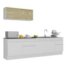 Armário de Cozinha Compacta 270cm com Rodapé Veneza Multimóveis V2112 Branco