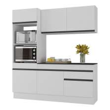 Armário de Cozinha Compacta 3 peças com Rodapé MP2177 Made Multimóveis Branco/Preto