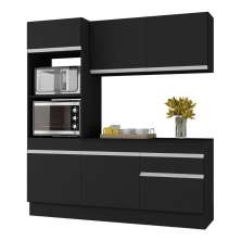 Armário de Cozinha Compacta 3 peças com Rodapé MP2177 Made Multimóveis Preto/Branco