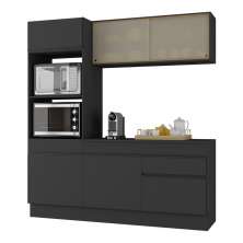 Armário de Cozinha Compacta 3 peças com Rodapé MP2178 Made Multimóveis Preto