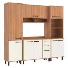 Armário de Cozinha Compacta Modulada 4 Peças Havana Multimóveis CR20329 Rovere/Champanhe