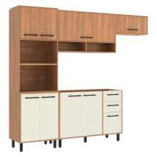 Armário de Cozinha Compacta Modulada 4 Peças com Gabinete Pia Havana Multimóveis CR20321 Rovere/Champanhe