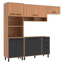 Armário de Cozinha Compacta Modulada 4 Peças com Gabinete Pia Havana Multimóveis CR20321 Rovere/Grafite