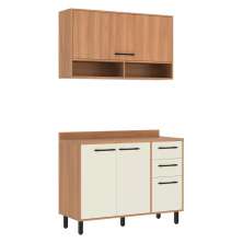 Armário de Cozinha Compacta Modulada com Balcão Havana Multimóveis CR20339 Rovere/Champanhe