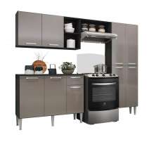 Armário de Cozinha Compacta Pequim Up Multimóveis V2999 Preto/Lacca Fumê
