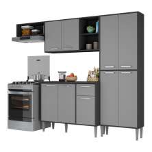 Armário de Cozinha Compacta Xangai Multimóveis V2840 Preto/Grafite