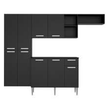 Armário de Cozinha Compacta com Balcão Pequim Sun Multimóveis V3000 Preto