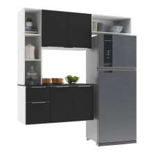 Armário de Cozinha Compacta com Balcão Sofia Multimóveis V2003 Branco/Preto