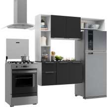 Armário de Cozinha Compacta com Balcão Sofia Multimóveis V2004 Branco/Preto